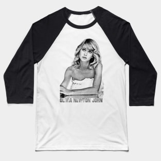 Olivia Newton John-Tribute Design in Black & White Illustration Baseball T-Shirt